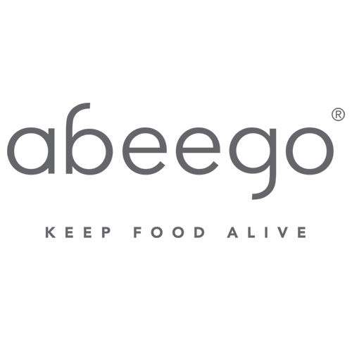 Abeego logo with link to beeswax food wraps in assorted sizes.