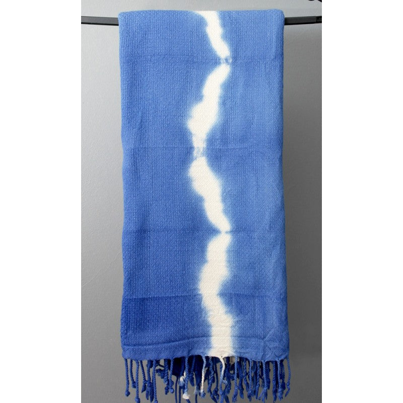 Turkish Towel Store Blue Tie Dye Batik Pattern Travel Towel.