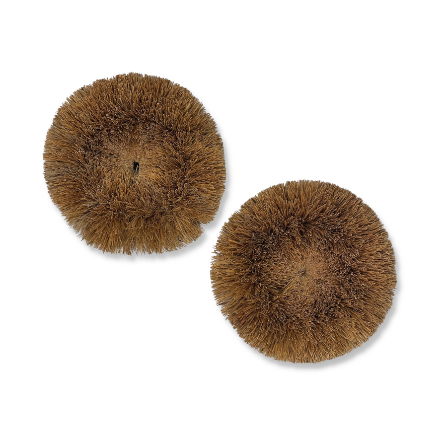 Coconut bristle scouring and scrubbing tools, set of 2.