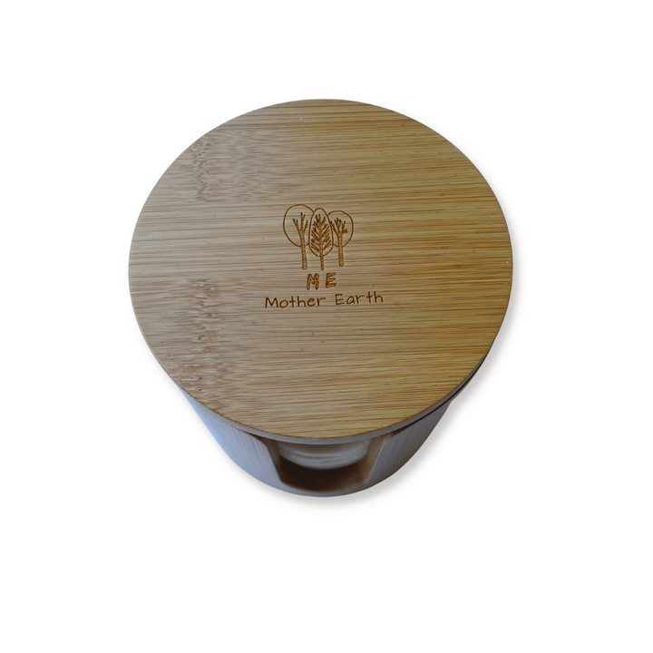 Me Mother Earth Hemp Cotton & Bamboo Makeup Removal Set, Shown from Above with Lid in Place.
