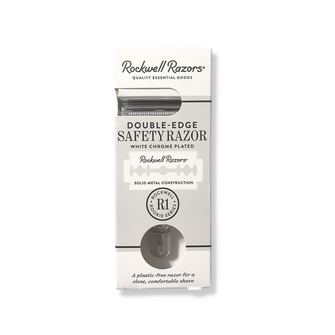 Rockwell Razor, Shown With Front Of Packaging.